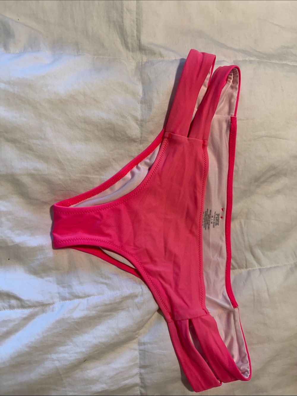 PINK Victoria's Secret Hot Pink Double-Strap Bikini Bottom